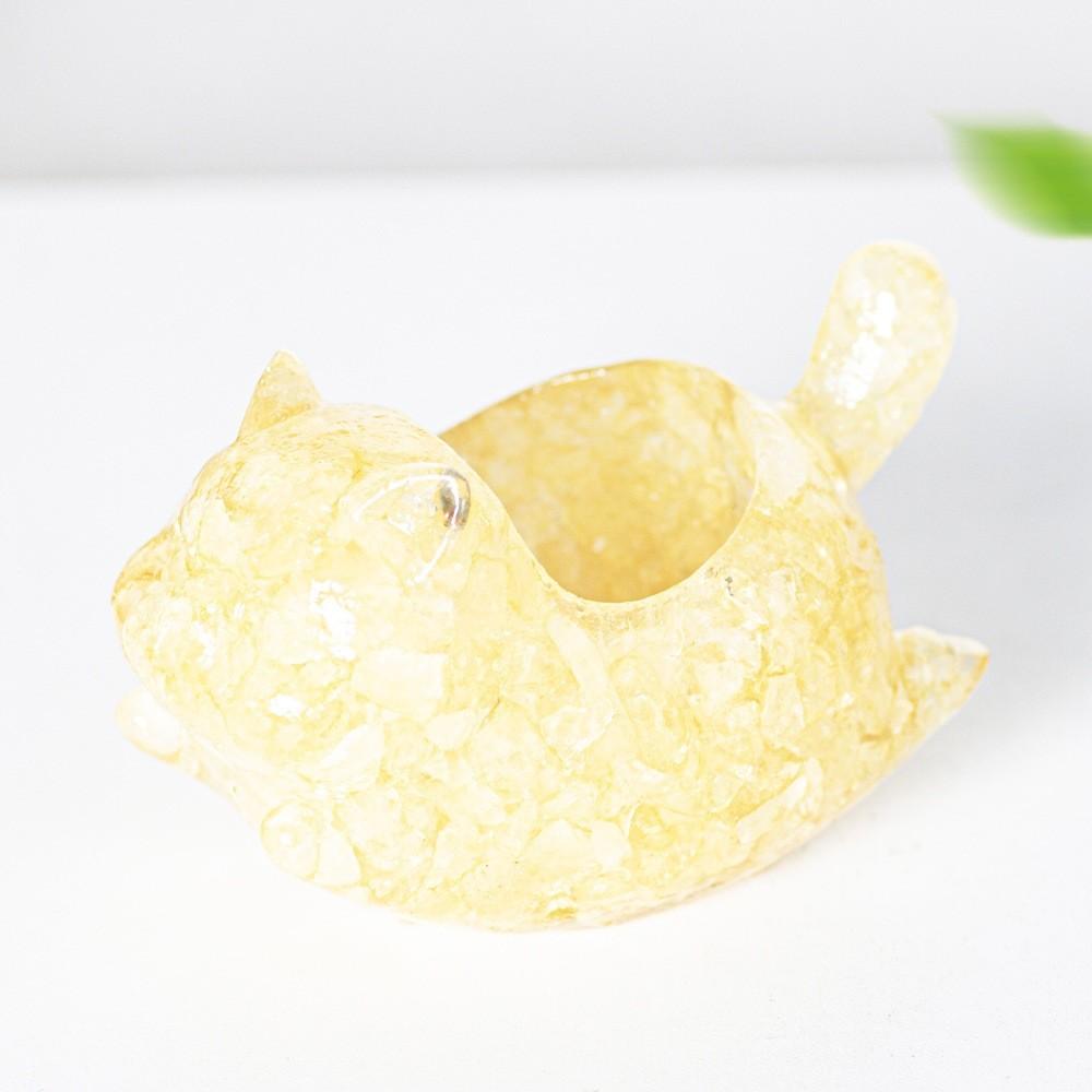 Resin Cat Car Decor Figurine With Crystal Stones For Home And Car Display