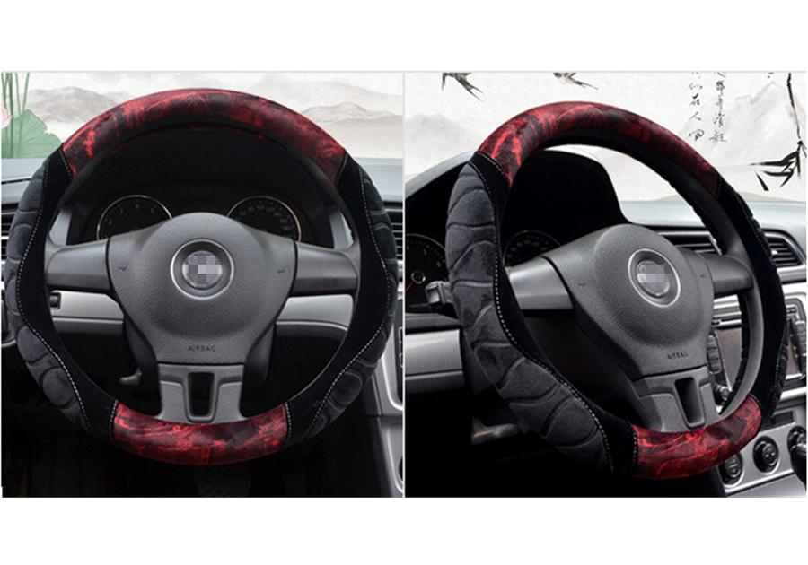 New short plush steering wheel cover flocking car handle warm non-slip for car