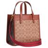 Coach Field Artificial Leather With Cow Leather Tote Handbag Small Women's Brown Yellow CU887-B4SIM