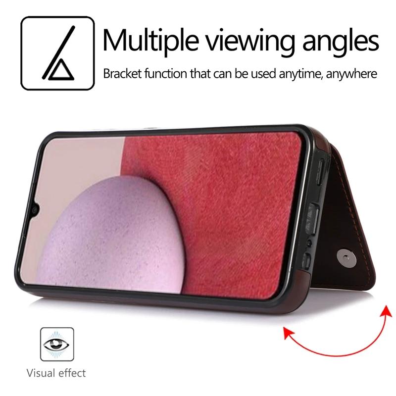 For lommebok Dobbelknapp Flip Lærveske For Samsung Galaxy S24 Ultra S23 FE S22 Plus S21 S20 A13 A14 A15 A51 A52 A53 A54 A71 A73