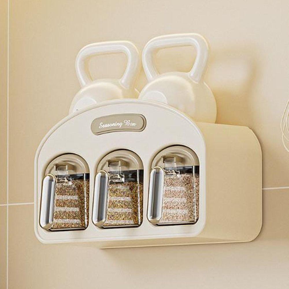 Plastic Wall Mounted Seasoning Box Moisture-proof Spice Storage Rack Spice Container  for Home