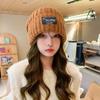 Big head circumference cloth wool hat, versatile in autumn and winter, showing the face, small cold hat, warm ear protection, knitted hat