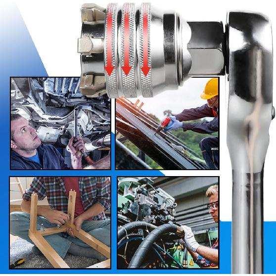 2PCS Socket Wrench Set,Multi-Function Universal Tool - Universal Maintenance Tool, 10-19mm Universal Adjustable Socket Wrench,Impact Grade 3/8"