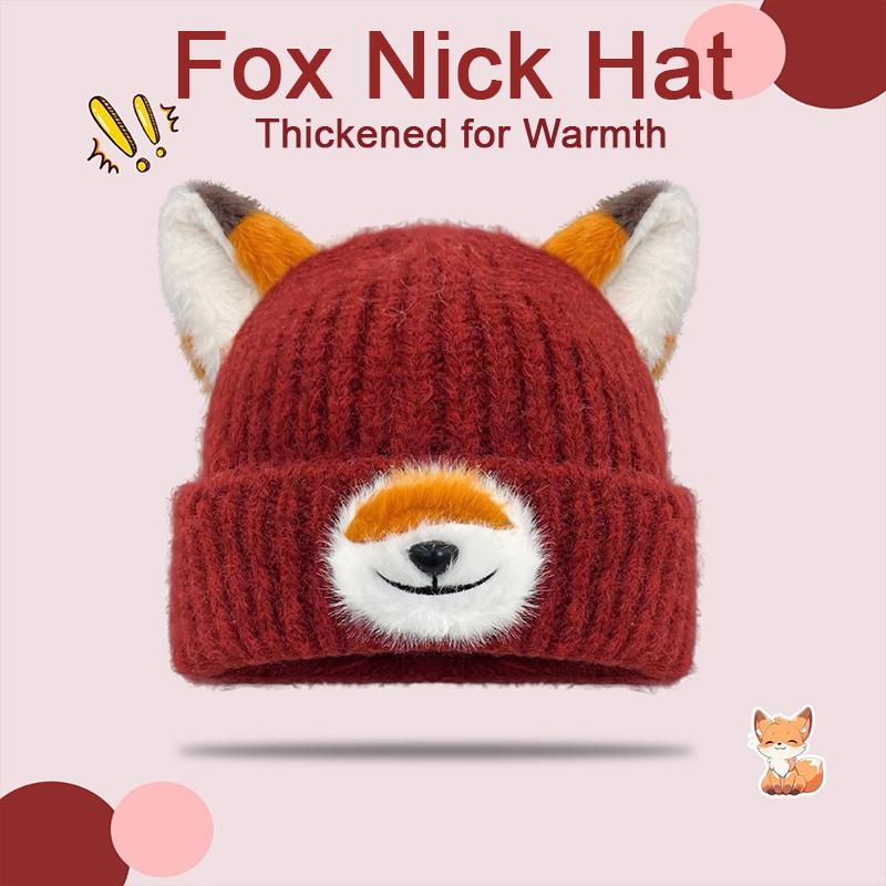 Fashionable Knitted Cap Adorable Fox Nick Anime Cartoon designed for Children Warm plus Versatile in Fall plus Cold Season Show Off Facial Tiny