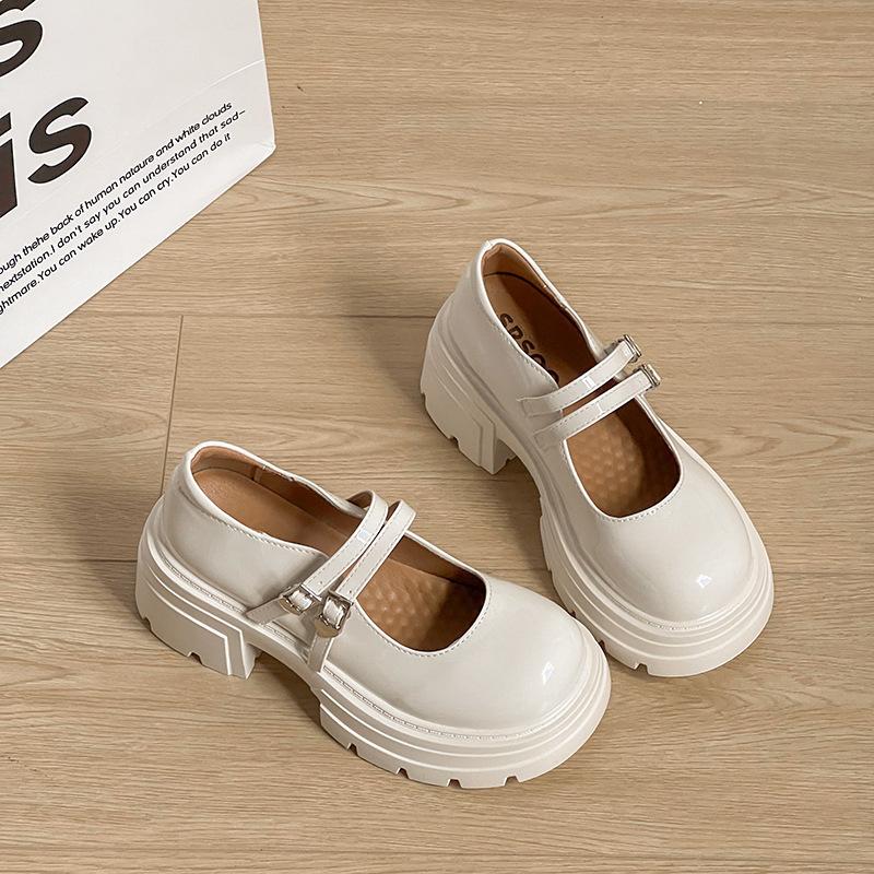 Black French retro light mouth thick high heel single shoes women's 2025 new summer skirt JK heightening Mary Jane shoes