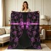 Soft Flannel Blanket with Purple Floral Bow Print All Season Warm Cozy Throw Blanket for Couch Sofa Bedroom Office Living Room Home Decorative Lightwe