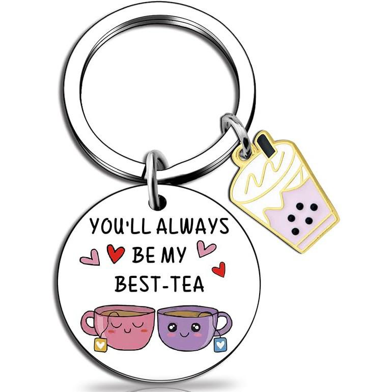 Stainless Steel Milk Tea Pendant Keychain - Cute Small Gift, New Style, In Stock