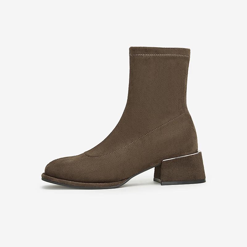 BASTO Chunky Heel Elastic Ankle Boots 36