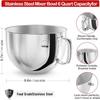 Stainless Steel Professional Dough Hook & Mixing Bowl For 5And 6 Quart Mixer For Kitchenaid 5 Plus And 600 Series Mixer
