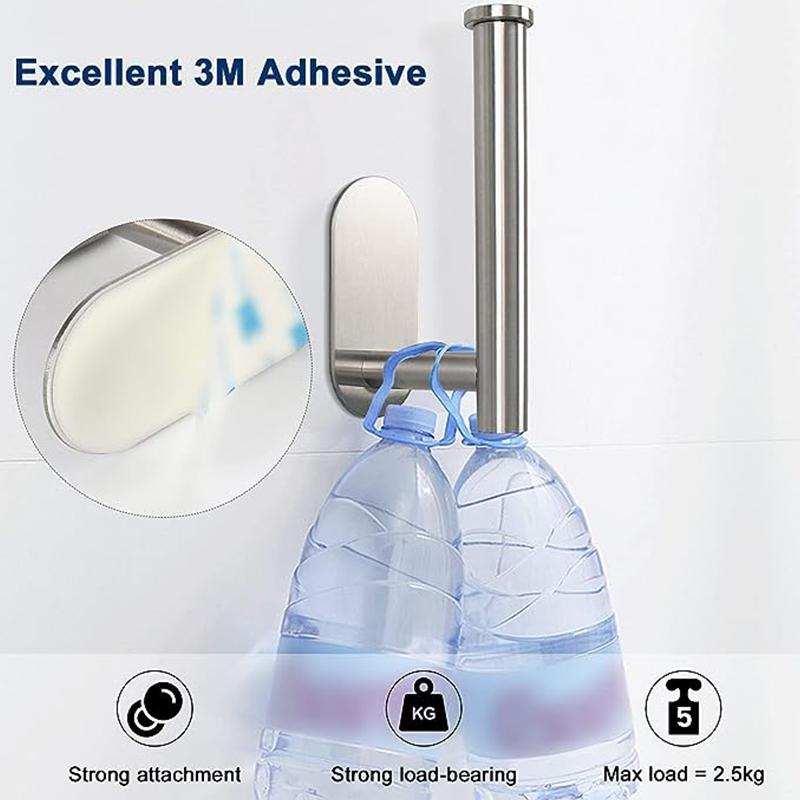 Toilet Paper Stainless Steel Holder, Wall Mount Adhesive Toilet Roll Holder, No Drilling