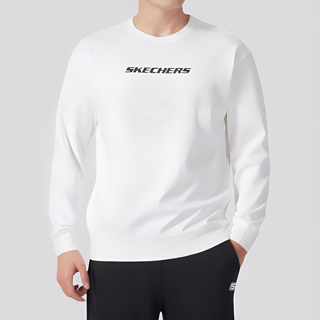 Skechers Fashion Sports Series Comfortable Loose Fit Pullover Long Sleeve Sweatshirt Unisex sweatshirt White P124U033-00QF