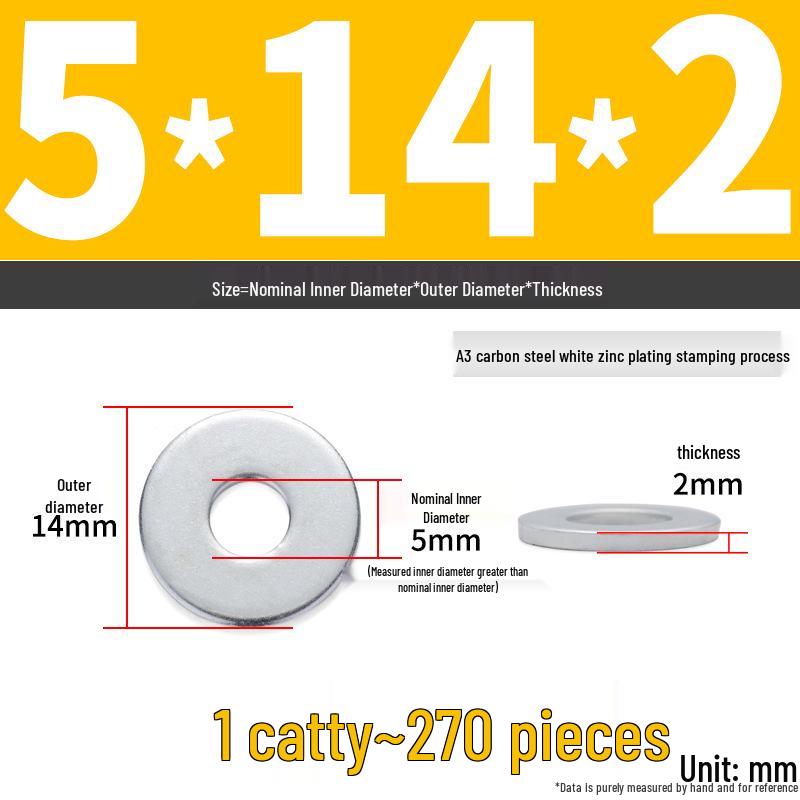 Extra Large Galvanized Metal Flat Washer - Thickened Round Screw Washer M6-M16