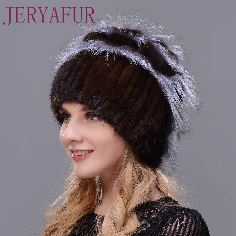 JERYAFUR Naarits rebase karusnahast müts Rex jänese karusnahast kootud müts talve naine suusamüts