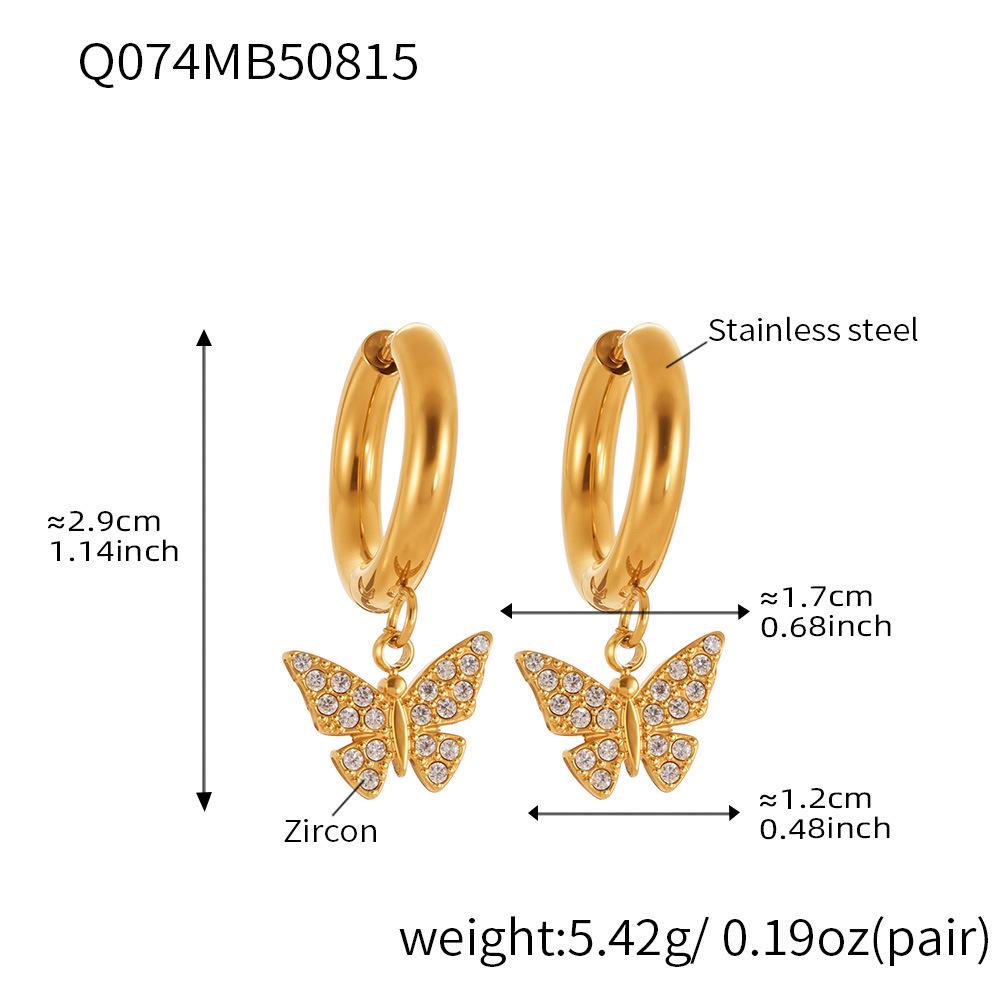 Oumika 18K Gold-Plated Butterfly & Diamond Earrings for Women