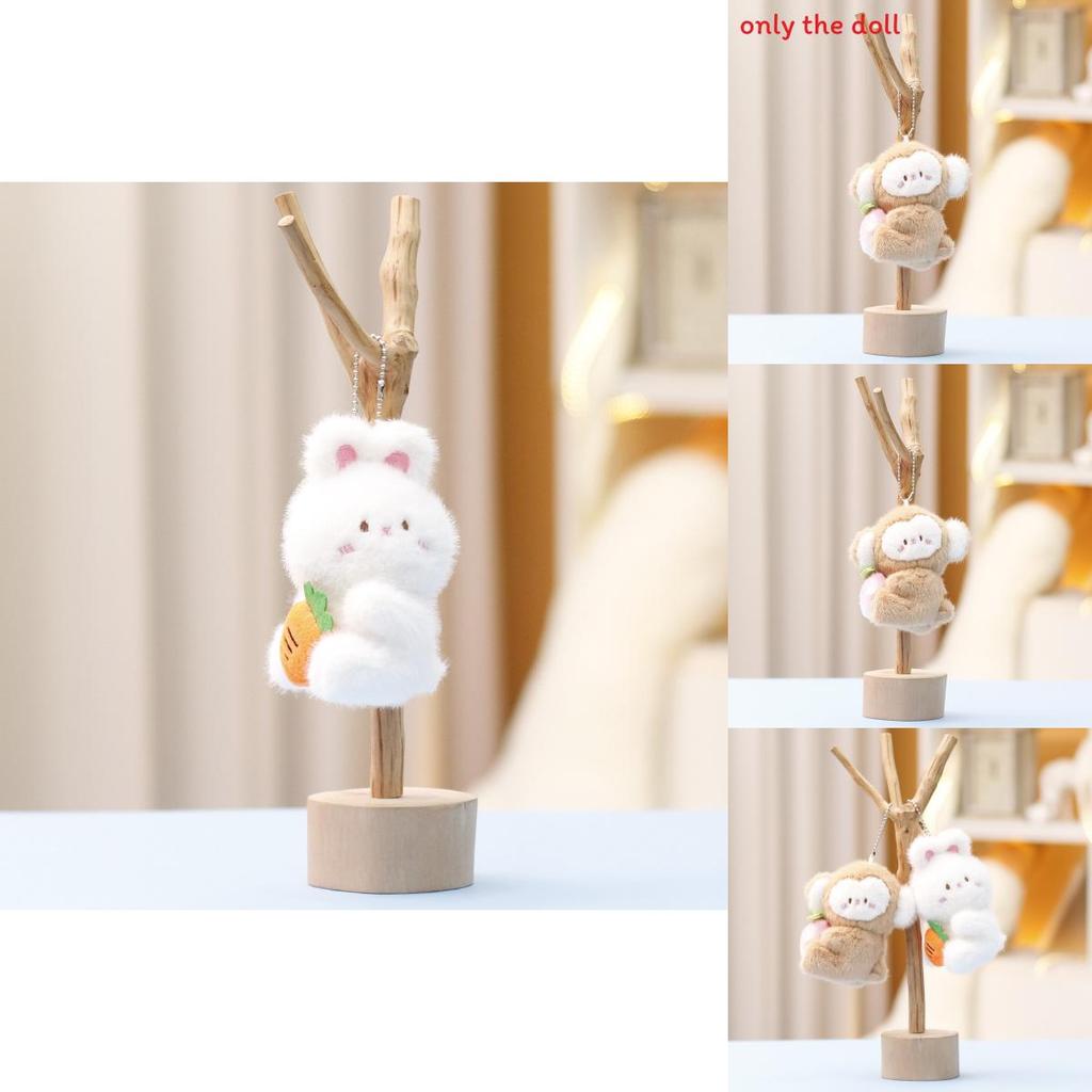 Monkey And Rabbit Plush Keychain With Carrot Peach Design For Girls Gift And Collectible Fun