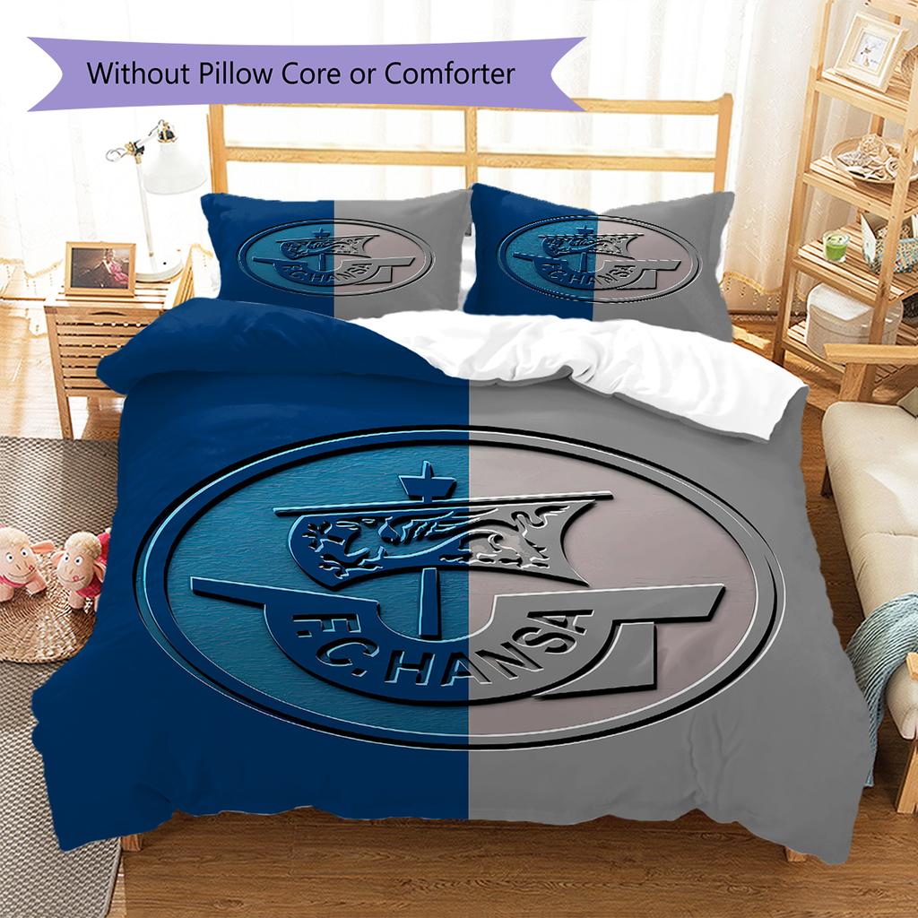 FC Hansa Rostock Pattern Bedding,Quilt Set Quilt Cover Pillowcase Home Birthday Gift (1 * duvet cover + 2 * pillowcase, without core)