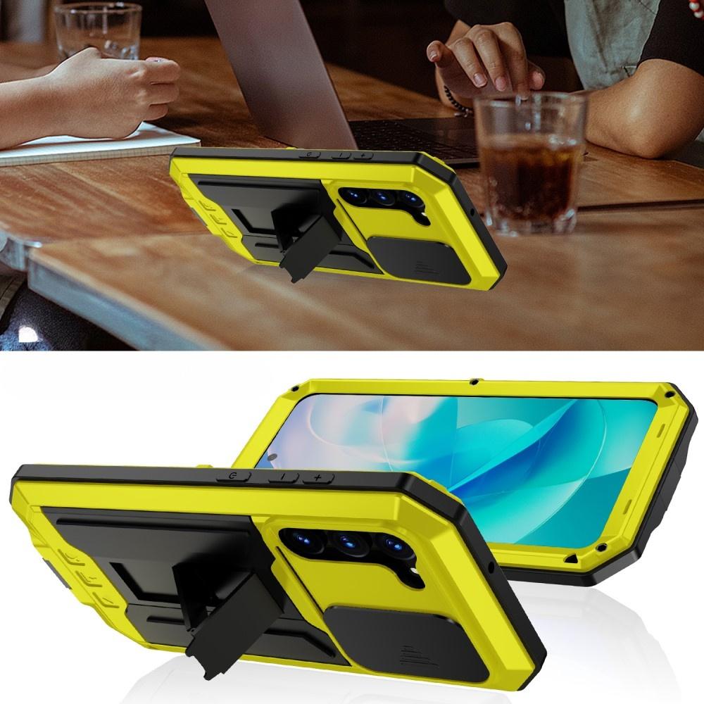 Armored case for Samsung Galaxy S23, R-JUST CamShield Slide, yellow / black