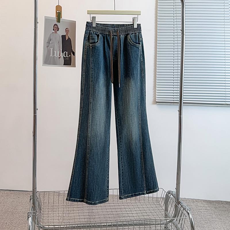 

Джинсы клеш с высокой посадкой больших размеров - Стройнящие и универсальные длинные брюки для женщин 3XL (recommended weight: 120-140 jin) джинсовый синий