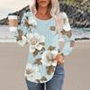 Damenmode Lässig Plissiert Rundhals Vintage Blumendruck Langarm T-Shirt Top