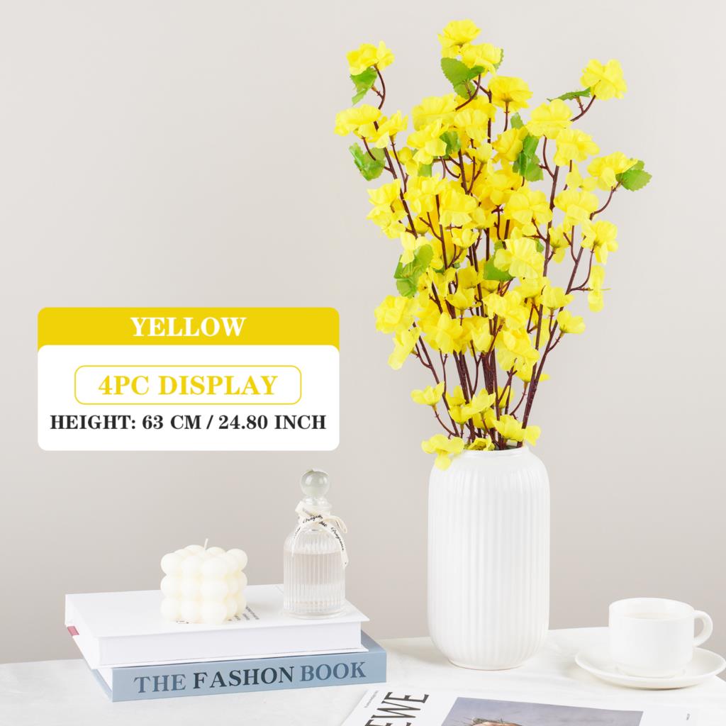 Artificial Flower Silk Peach Blossom Branch Plum Cherry Blossom Party Arrangement Accessories for Office Table Hotel Decoration