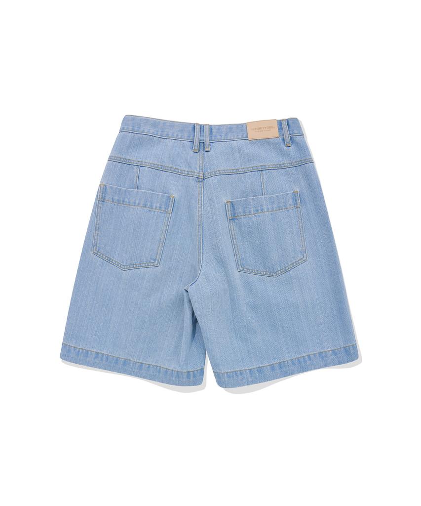 DTHIRTYONE Denim Bermuda Pleated Pants (Light Indigo)
