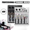 4 Channel Mixer Mini Professional Live Studio Audio Mixer USB Mixing Console DJ Stage KTV 48V Black/silver