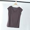 Summer Sleeveless T Shirt Women's V Neck Short Sleeved Loose Plus Size Vest Solid Color