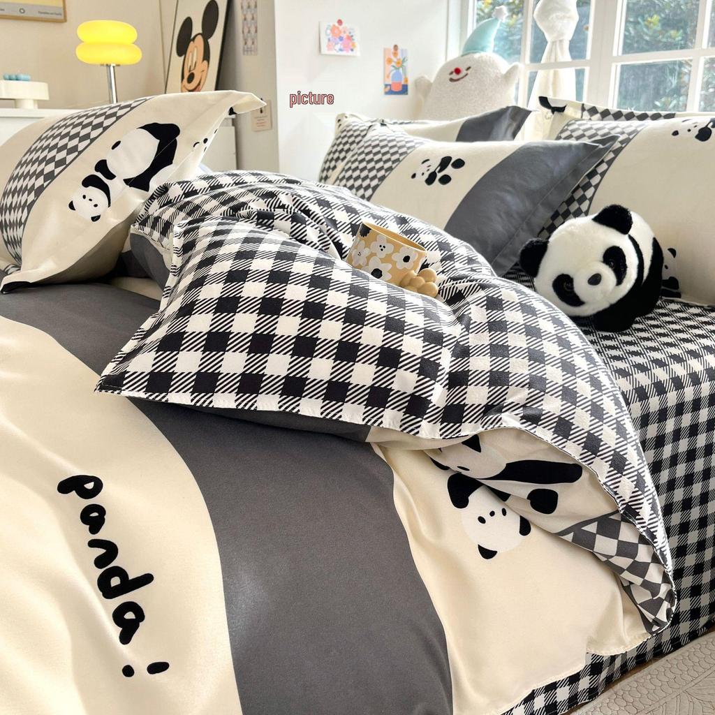 Four-Piece INS Style Cartoon Bedding Set: A-Class Single Duvet Cover, Universal for All Seasons