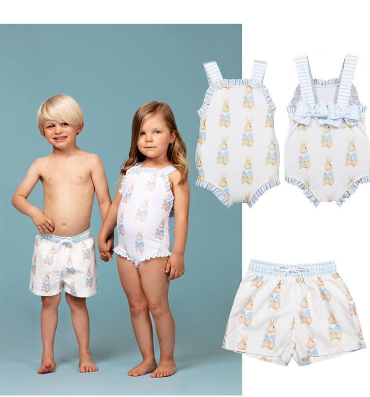 2025 Rabbit Beach One-Piece Swimsuit for Kids: Summer Swimwear for Boys & Girls