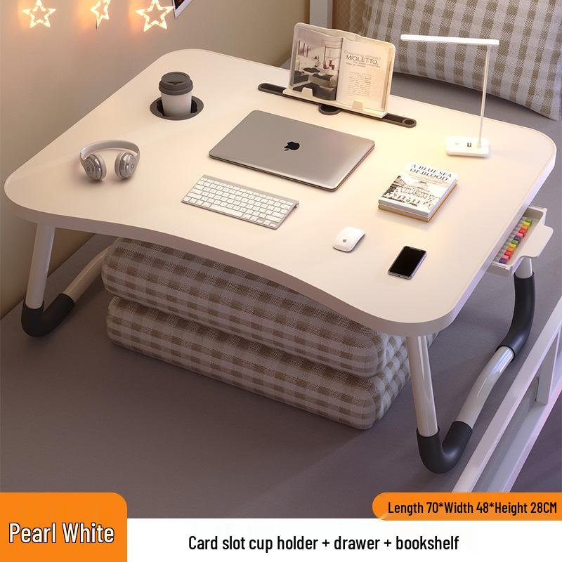 Folding Bedside Desk/Table for Laptop & Study - Bay Window, Bedroom, or Pit Use with Large Brackets