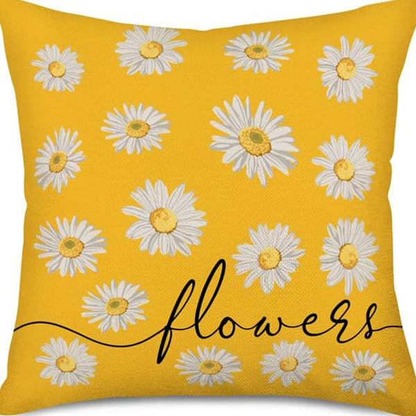 Pastoral Plants and Flowers Pillowcases Lavender Daisy Printed Linen Pillows Home Office