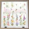 Wondever Summer Flower Window Clings Iris Floral Bird Glass Sticker Decal Anti Collision Double-Side Static Window Decals for Home Glass