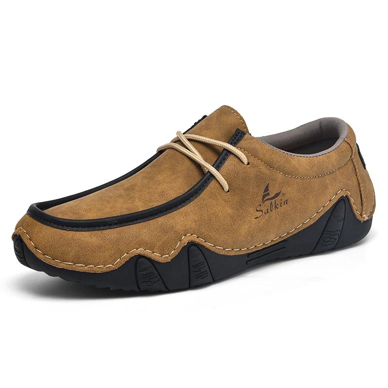 Fashion New Trend Non-Slip Male Loafers Comfortable Ultralight Men's Hiking Shoes Casual Leather Treking Footwear Leisure Walk Sneakers