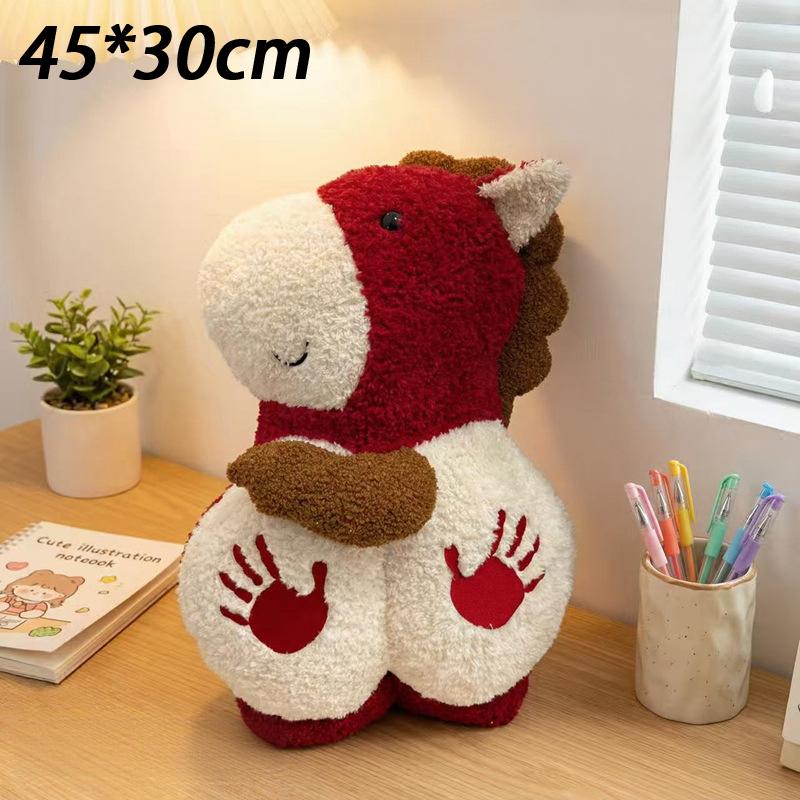 Red Little Horse Plush Toy Sleeping Pillow Backrest Cushion Horse Year Mascot Doll  Year S Gift 45x30cm красный