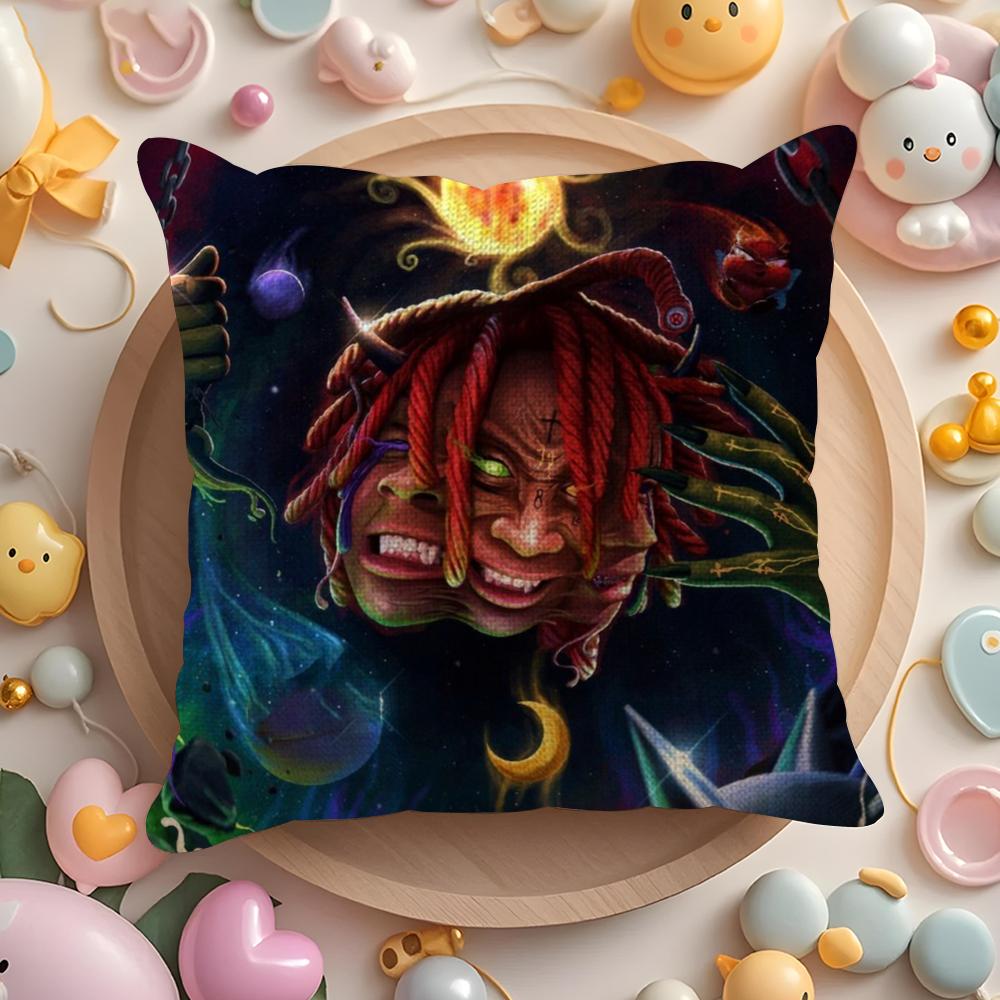 Rapper T-Trippie R-Redd Cushion Cover Summer Coolness Linen Fabric Double-Sided Printing Pillow Case Sofa Home Decor Gift