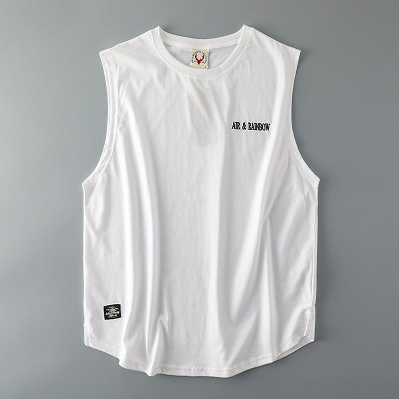Workout Sleeveless Men s Waistcoat Export I-Shaped Vest White M