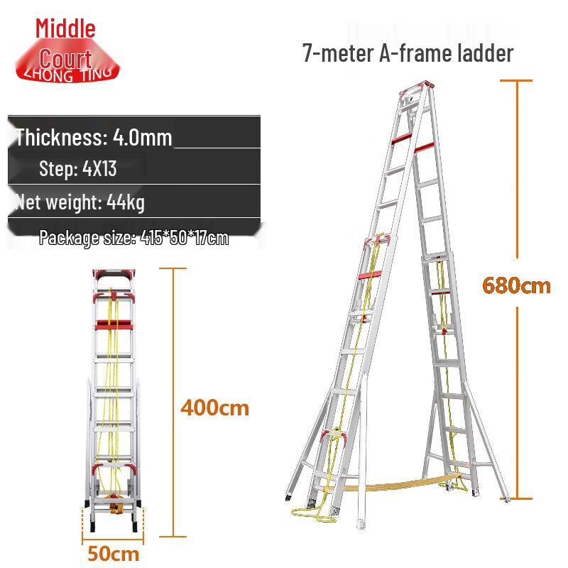 Zhongting Telescopic Folding Aluminum Alloy A-Frame Ladder