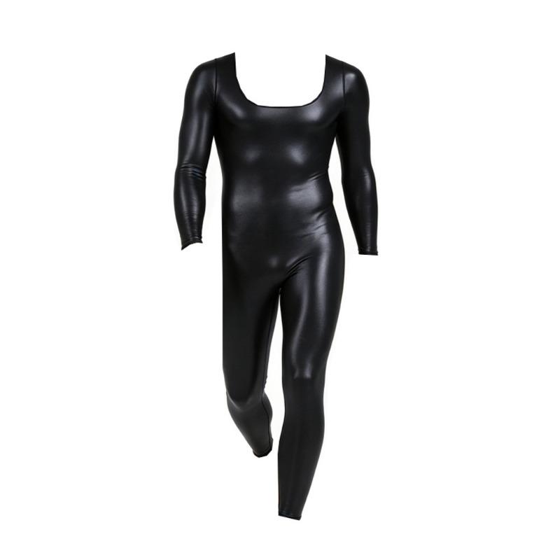 Tuta Body Shaper Uomo in Pelle Dimagrante Modellante a Manica Lunga per Fitness Yoga