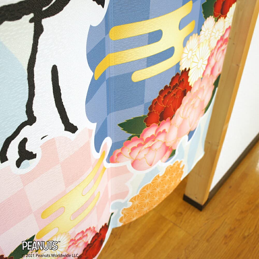 Noren Kobo Noren Snoopy PEANUTS SNOOPY Series Bright and 85cm 150cm 95189 Curtain, Print, Half-Length Curtain, Clear, Wide, Long,