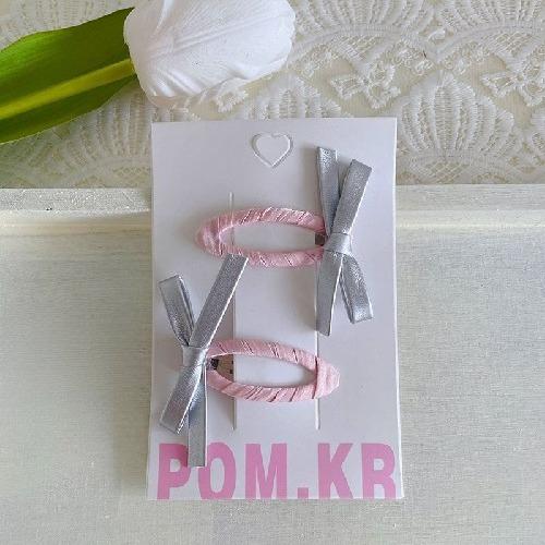Spring New Korean  Pink Silver Bow Hairpin Children's Sweet Side Broken Hair Break Clip Baby Side Clip Girl
