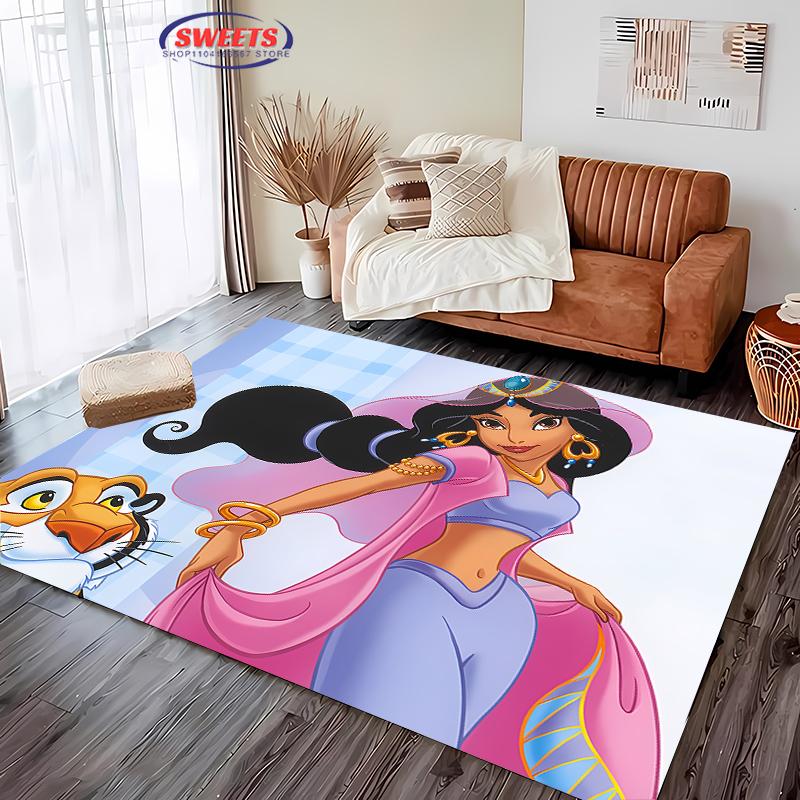 Nuovi Scaffali! Tappeto Classico Principessa Aladdin, Area Soggiorno Camera da Letto Ufficio Stanza dei Bambini a Scelta, Tappetino Antiscivolo Lavabile Regali