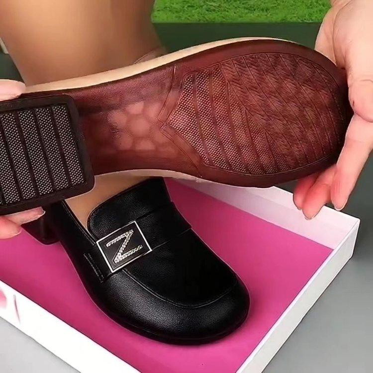 New Low-heeled Soft Leather Autumn Soft Leather Soft Sole Round Head Deep-mouth Flat-heeled Single Shoes