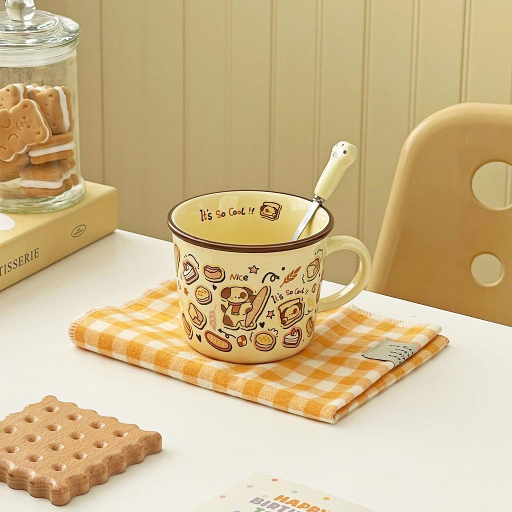 Retro Cartoon Animal Ceramic Cups Large Capacity Cute Mugs  Couple Drinking Cups  Breakfast Coffee Cups  Souvenirs