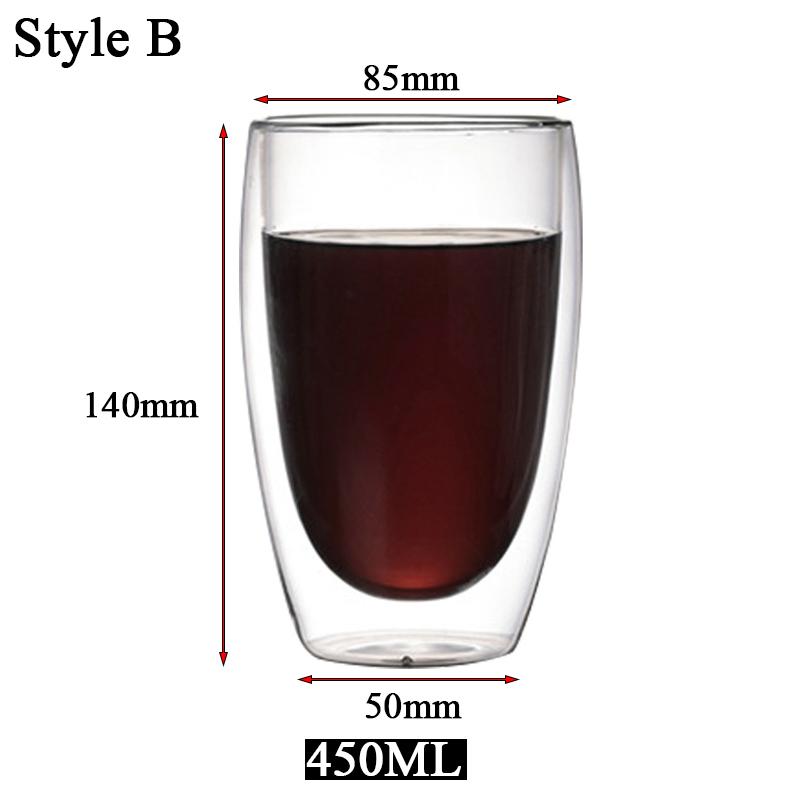 Double Bottom Wall Glass Coffee Cup Whiskey Tea Thermal Heat Resistant Cocktail Vodka Shot Wine Mug Drinkware Tumbler Set