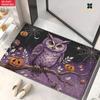 2D Flat 1pc 850gsm Velvet Door Mat Night Owl Art HD Printed Kitchen Rugs,Non-Slip Yoga Mats,Absorbent Machine Washable Polyester Rug for Bathroom,Livi