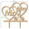 Wooden Wedding Cake  Topper Simple Mr&mrs Letter Love Shape Birthday Weddings Engagements Anniversary Party Cake Decoration Card
