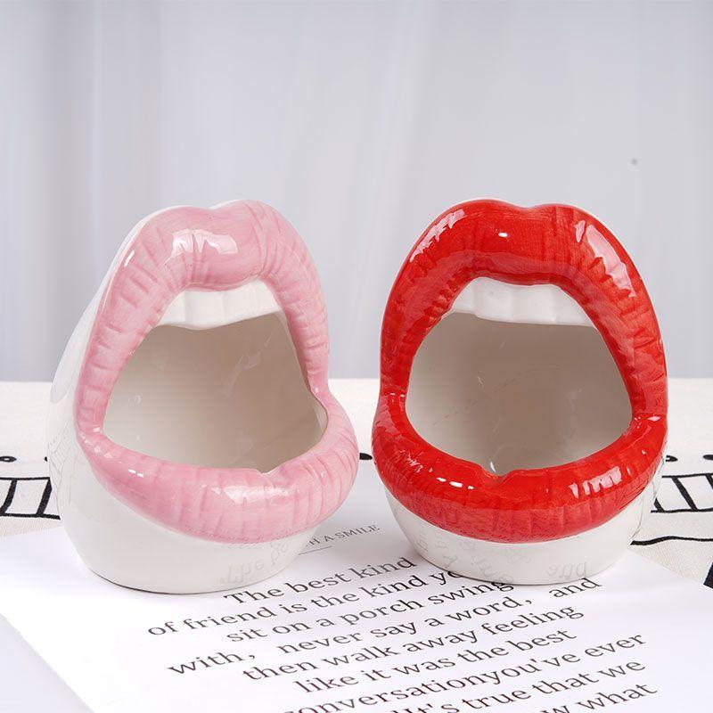 Funny Red Lips Mouth French Fries Ceramic Food Bowls Ice Cream Bowls French Fry Cup Holder For Restaurant Party Home