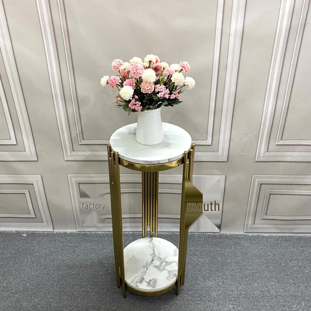 Marble TV Cabinet & Flower Stand: Stainless Steel Living Room Storage Rack