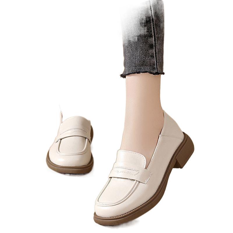 Pantofi de damă din piele, mocasini, stil britanic, negru, mici, din piele, cu talpă moale, versatil, casual, single Ruini