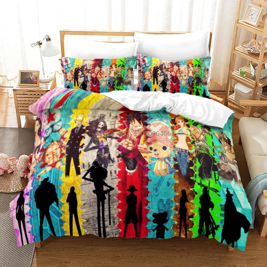 Hot Sell One Piece Bedding Set Quilt Cover Luffy Pillowcase Cartoon Anime Duvet Cover Bedding Suit Christmas Gift For Kids